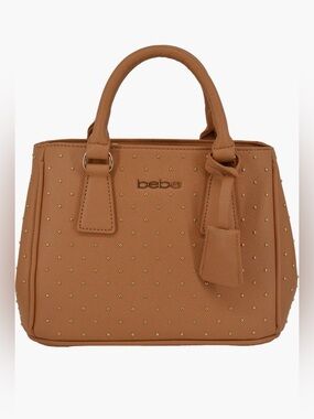 bebe Sagan Studded Mini Satchel in Camel